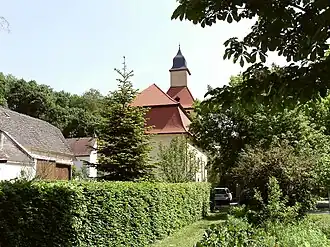 Zicht op de kerk van Markwerben