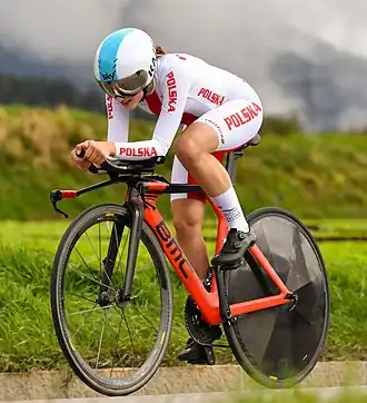 Jaskulska tijdens het WK tijdrijden 2018