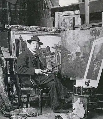 De schilder aan het werk, ca. 1905