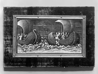 Moord van Absyrtus door Medea. Plakkaat door Martin Didier Pape, tussen 1580 en 1600.