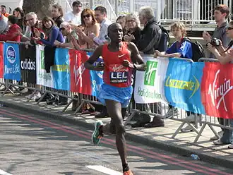 Tijdens de marathon van Londen in 2011