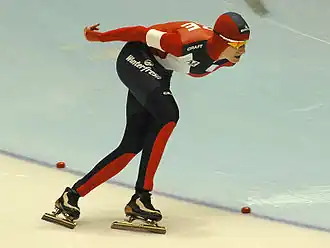 Martina Sáblíková tijdens het maken van een overstap