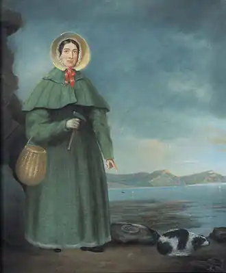 Portret Mary Anning door B. J. Donne, 1847. Gebaseerd op portret rond 1842.