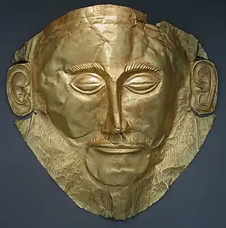 Het beroemde gouden "dodenmasker van Agamemnon".