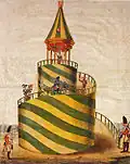 Maskenzug – Der babylonische Turm, een van de eerste carnavals van Keulen, 1828