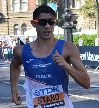 Massimo Stano in actie tijdens de WK van 2023.