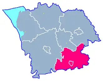 Ligging van de gemeente binnen de powiat