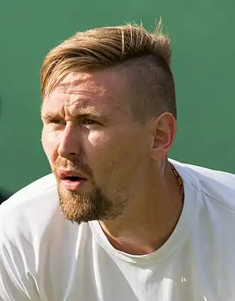 Kowalczyk tijdens de kwalificaties van Wimbledon, 2015