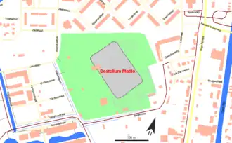 Locatie van het castellum Matilo in Leiden