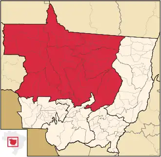 Ligging van de Braziliaanse mesoregio Norte Mato-Grossense in Mato Grosso