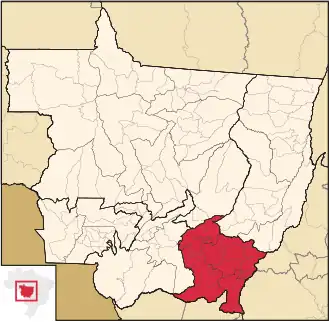 Ligging van de Braziliaanse mesoregio Sudeste Mato-Grossense in Mato Grosso