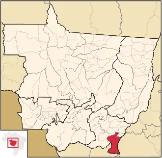 Ligging van de Braziliaanse microregio Alto Araguaia in Mato Grosso