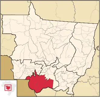 Ligging van de Braziliaanse microregio Alto Pantanal in Mato Grosso