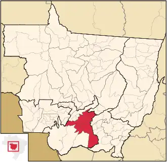 Ligging van de Braziliaanse microregio Cuiabá in Mato Grosso