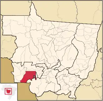Ligging van de Braziliaanse microregio Jauru in Mato Grosso