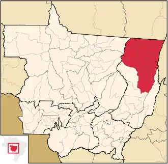 Ligging van de Braziliaanse microregio Norte Araguaia in Mato Grosso