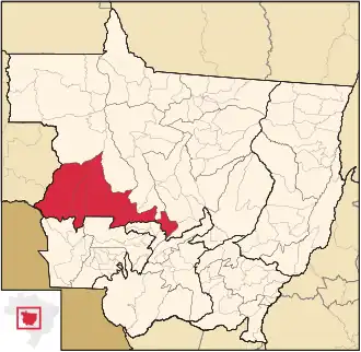 Ligging van de Braziliaanse microregio Parecis in Mato Grosso