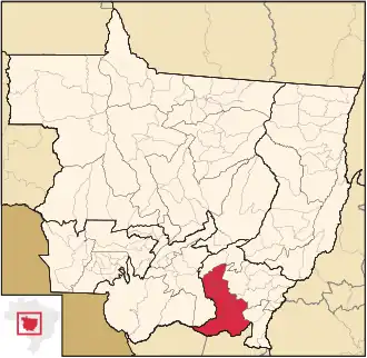 Ligging van de Braziliaanse microregio Rondonópolis in Mato Grosso