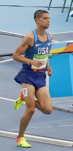 Matthew Centrowitz in actie tijdens de OS in Rio de Janeiro, 2016.