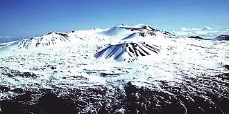 De top van Mauna Kea in de winter