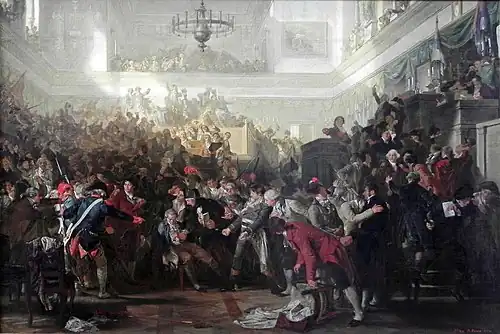 De val van Robespierre in de Conventie op 27 juli 1794 (1870), Max Adamo, Alte Nationalgalerie