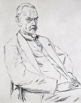 Hofstede de Groot op 65-jarige leeftijd, getekend door Max Liebermann