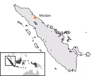 Ligging van Medan in Indonesië.