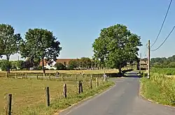 De Molenweg ten zuiden van het dorp: dit landschap maakt deel uit van het beschermde dorpsgezicht
