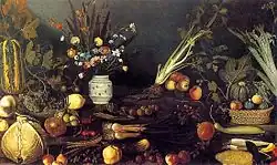 Bloemen, Fruit, Groenten en twee Hagedissen - Meester van Hartford