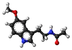 ▵ Molecuulmodel van melatonine