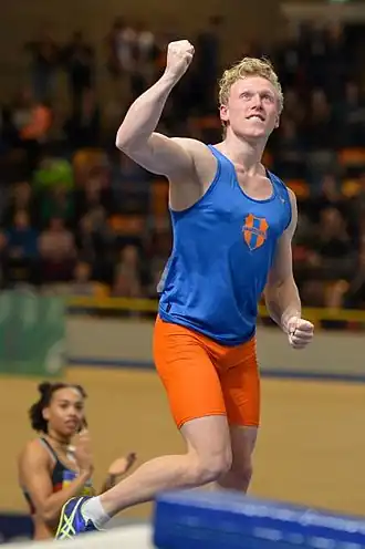Menno Vloon tijdens de NK indoor in 2017.