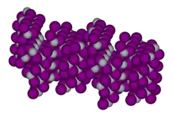 Molecuulmodel van de alfa-vorm van kwik(II)jodide