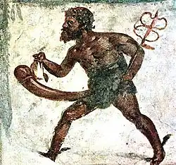 Pompeïaanse muurschildering van Priapus (1e eeuw)