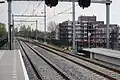 De verdubbeling van het spoor vóór het station