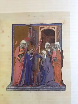 Visitatie, Getijdenboek van Maria van Navarra, Biblioteca Marciana, Venetië