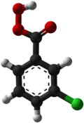 Molecuulmodel van 3-chloorperoxybenzoëzuur