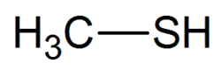 Structuurformule van methaanthiol