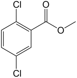 Structuurformule van methyl-2,5-dichloorbenzoaat