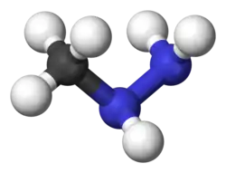 Molecuulmodel van methylhydrazine