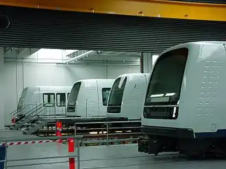 {Metrotreinen in de remise