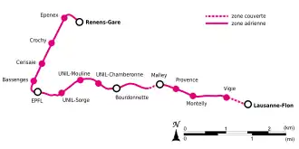 Tramway du Sud-Ouest Lausannois op de kaart
