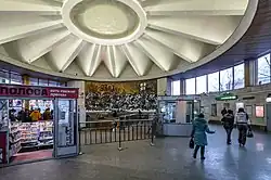 De slag op het IJs in het toegangsgebouw