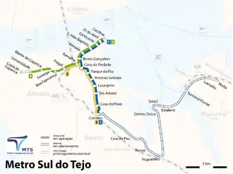 Netwerkkaart van de Metro Transportes do Sul