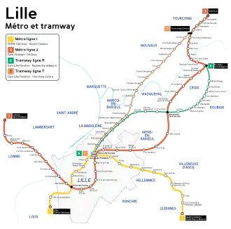 Netwerkkaart van de Tram van Rijsel