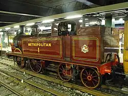 Stoommetro op de Metropoltan Line tijdens een herdenkingsrit.