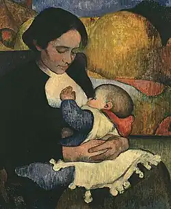 Marie Henry geeft haar dochter de borst (1889). De baby is Maries eerste dochter Mimi.