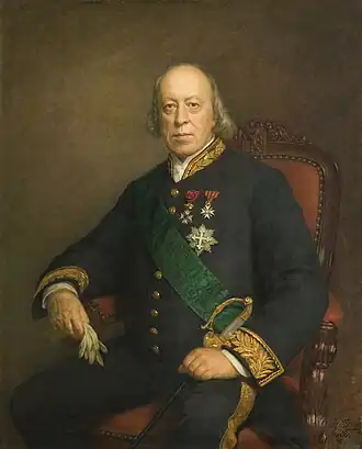 Edmond de Selys Longchamps als voorzitter van de Senaat (Brussel, Paleis der Natie).