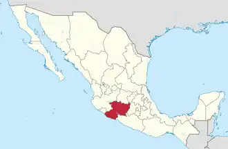 Kaart van Estado Libre y Soberano de Michoacán de Ocampo