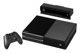 Originele Xbox One-spelcomputer, controller en Kinect-sensor.