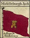 De huidige vlag van Middelburg als geus, getekend door Bowles in 1783